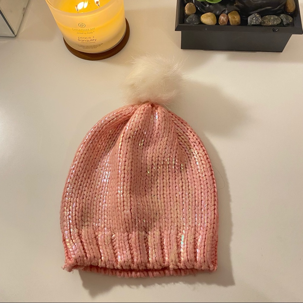 Cute holographic pink beanie
